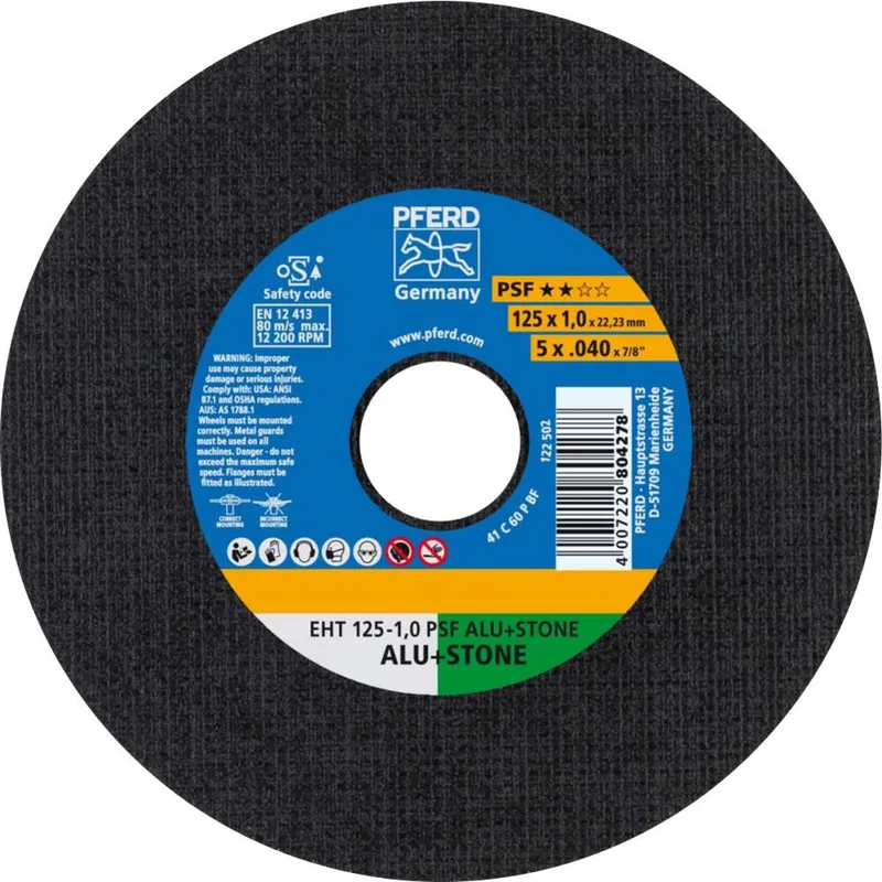 PSF ALU+STONE 61819015 Doorslijpschijf recht 125 mm 10 stuk(s) Aluminium, Non-ferrometaal de PFERD – image du produit