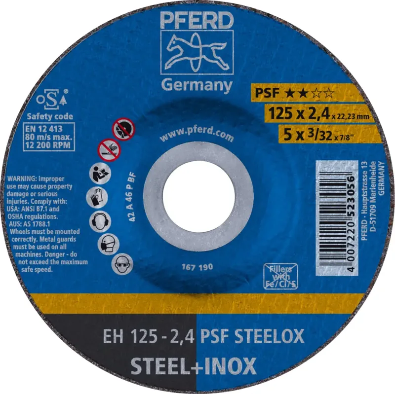 PSF STEELOX 61720326 Trennscheibe gekröpft 125 mm 25 St. Edelstahl, Stahl van PFERD – productafbeelding 1 van 2