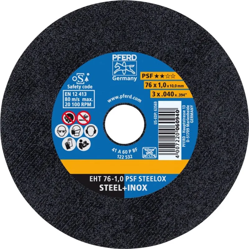 PSF STEELOX 65508100 Doorslijpschijf recht 76 mm 25 stuk(s) RVS, Staal van PFERD – productafbeelding