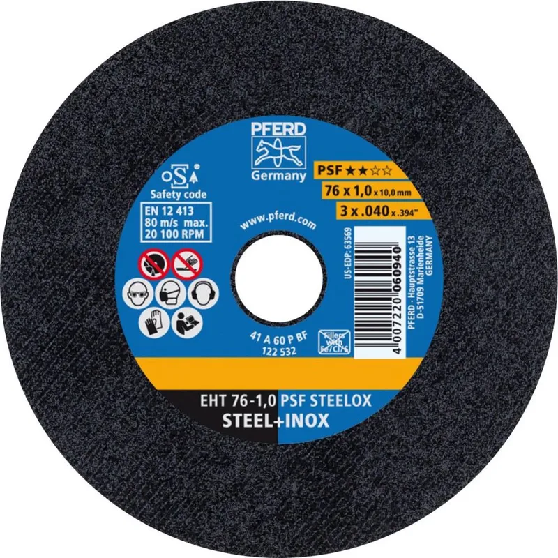 PSF STEELOX 69198287 Doorslijpschijf recht 76 mm 10 stuk(s) RVS, Staal de PFERD – image du produit