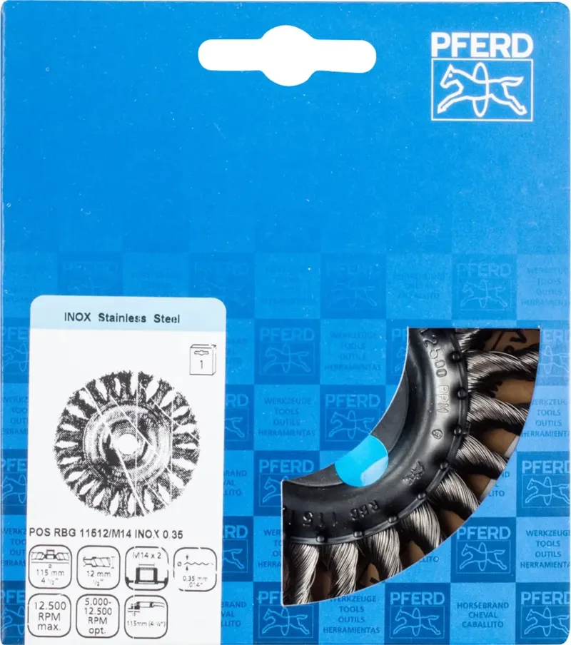 Rundbürste gezopft RBG Ø 115x12 mm M14 Edelstahl-Draht-Ø 0,35 mm Winkelschleifer von PFERD – Produktbild 3 von 3