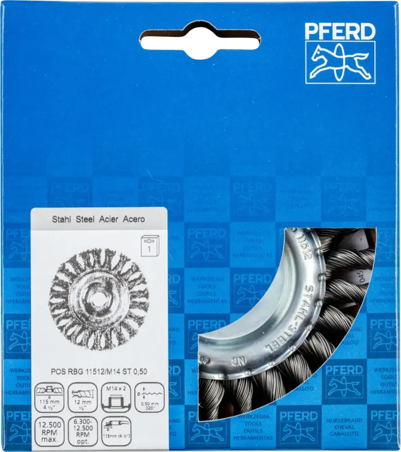 Rundbürste gezopft RBG Ø 115x12 mm M14 Stahl-Draht-Ø 0,50mm Winkelschleifer de PFERD – image du produit 3 sur 3