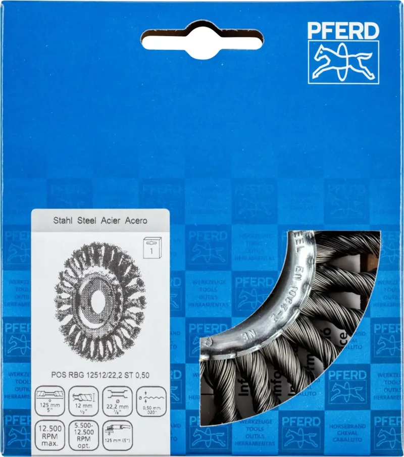 Rundbürste gezopft RBG Ø 125x12x22,2 mm Stahl-Draht-Ø 0,50mm Winkelschleifer de PFERD – image du produit 3 sur 3
