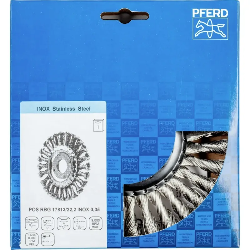 Rundbürste gezopft RBG Ø 178x13x22,2 mm Edelstahl-Draht-Ø 0,35 mm Winkelschleifer de PFERD – image du produit 2 sur 2