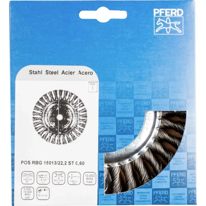 Rundbürste gezopft RBG Ø150x13x22,2 mm Stahl-Draht-Ø0,60 Winkelschleifer de PFERD – image du produit 2 sur 2