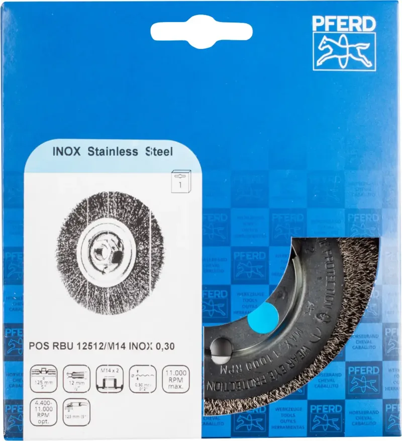 Rundbürste ungezopft RBU Ø125x12 mm M14 Edelstahl-Draht-Ø0,30 Winkelschleifer de PFERD – image du produit 3 sur 3