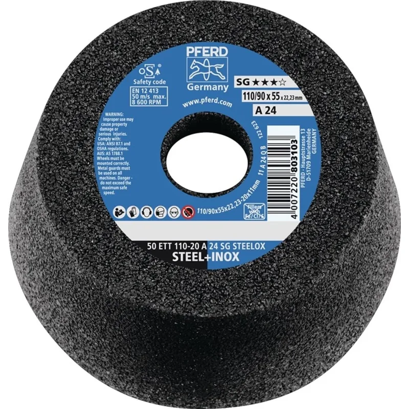 Schleiftopf ETT SG STEELOX 110/55mm INOX u.STA P24 Bohr.22,23mm von PFERD – Produktbild