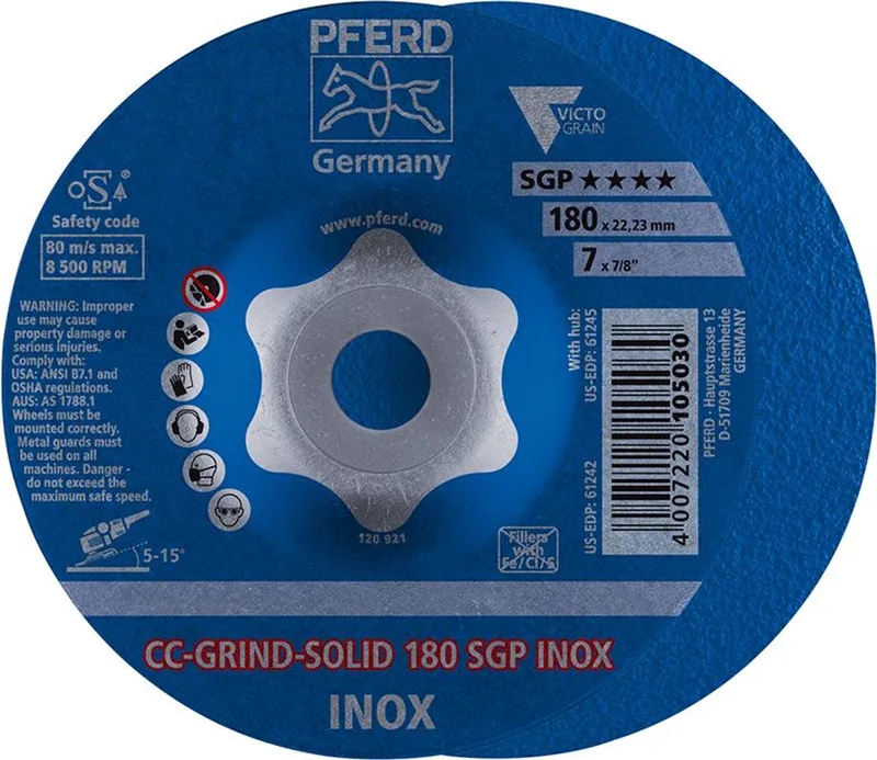 Schuurschijf CC-GRIND Solid SGP RVS 180mm PFERD by PFERD – product image