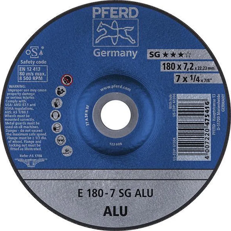 Slijpschijf voor aluminium A24 NSG, haaks gebogen 115-7,2mm Rüggeberg von PFERD – Produktbild