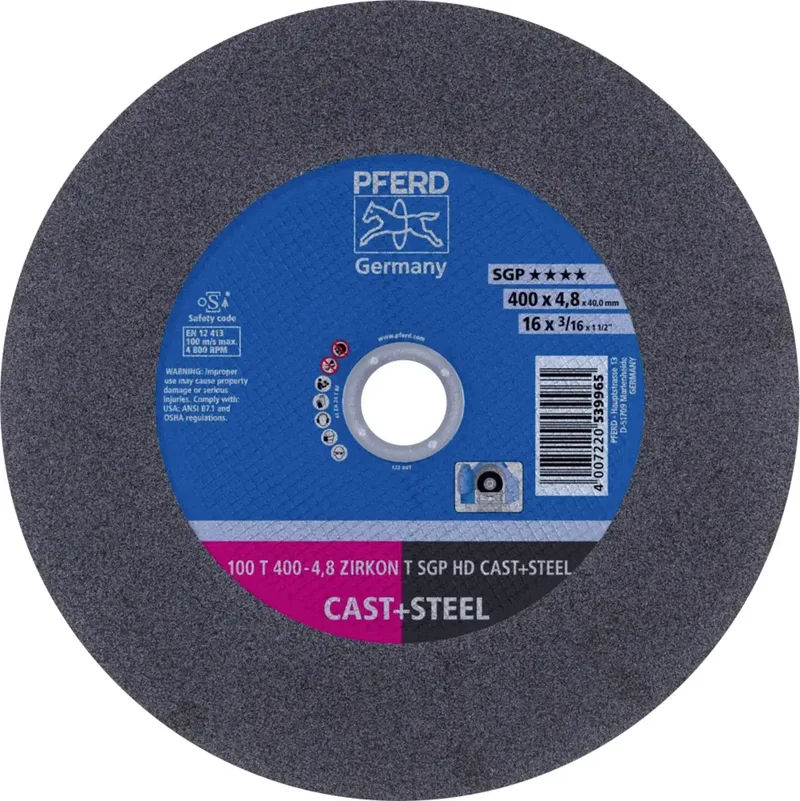 TOOLS 100 T 400-4,8 ZIRKON T SGP HD CAST+STEEL/40,0 66323235 Trennscheibe gerade 400 mm 10 St. Vergütungsstahl, Gusseisen, Stahl, Stahlguss de PFERD – image du produit 1 sur 2