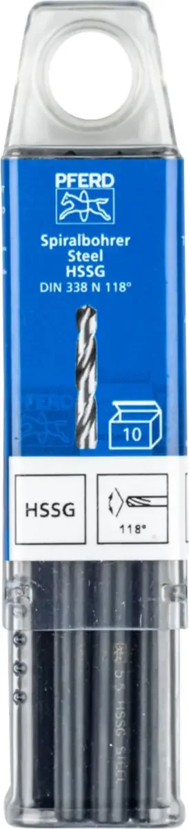 TOOLS 25203530 SPB DIN 338 HSSG N 5,5 STEEL Stahl Spiralbohrer 5.5 mm Gesamtlänge 93 mm 10 St. fra PFERD – produktbillede 2 af 2