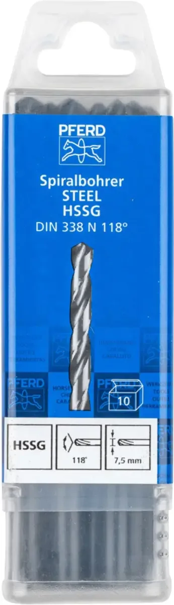 TOOLS 25203535 SPB DIN 338 HSSG N 7,5 STEEL Stahl Spiralbohrer 7.5 mm Gesamtlänge 109 mm 10 St. de PFERD – image du produit 2 sur 2