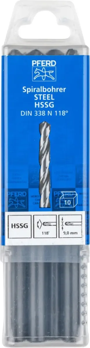 TOOLS 25203538 SPB DIN 338 HSSG N 9,0 STEEL acier Foret hélicoïdal 9 mm Longueur totale 125 mm 10 pc(s) de PFERD – image du produit 2 sur 2