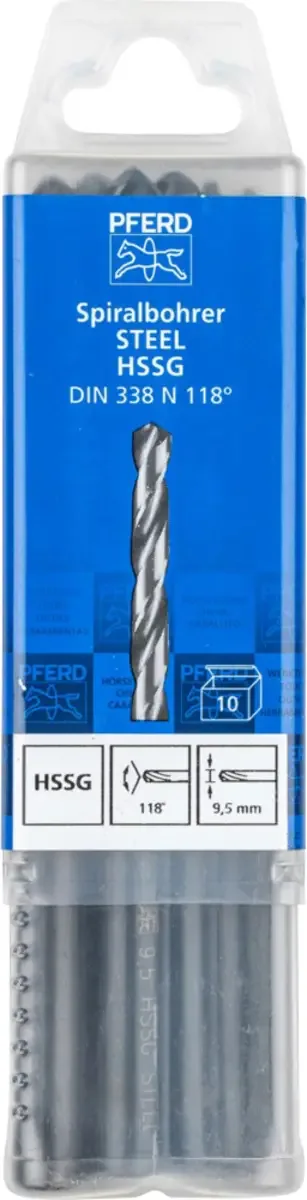 TOOLS 25203539 SPB DIN 338 HSSG N 9,5 STEEL Stahl Spiralbohrer 9.5 mm Gesamtlänge 125 mm 10 St. de PFERD – image du produit 2 sur 2
