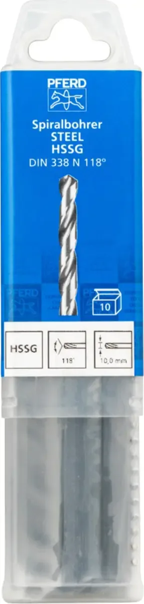 TOOLS 25203540 SPB DIN 338 HSSG N 10,0 STEEL Stahl Spiralbohrer 10 mm Gesamtlänge 133 mm 10 St. fra PFERD – produktbillede 2 af 2
