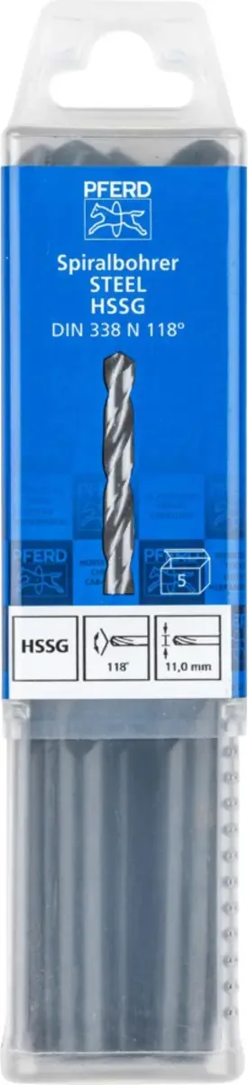 TOOLS 25203543 SPB DIN 338 HSSG N 11,0 STEEL Stahl Spiralbohrer 11 mm Gesamtlänge 142 mm 5 St. de PFERD – image du produit 2 sur 2