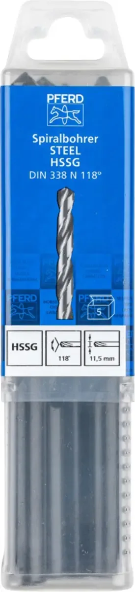 TOOLS 25203544 SPB DIN 338 HSSG N 11,5 STEEL Stahl Spiralbohrer 11.5 mm Gesamtlänge 142 mm 5 St. de PFERD – image du produit 2 sur 2