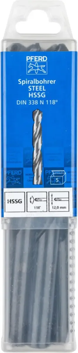 TOOLS 25203545 SPB DIN 338 HSSG N 12,0 STEEL Stahl Spiralbohrer 12 mm Gesamtlänge 151 mm 5 St. de PFERD – image du produit 2 sur 2