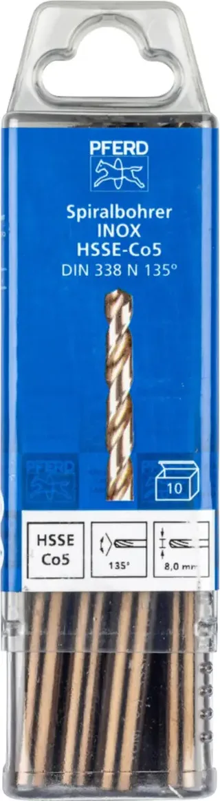 TOOLS 25203574 SPB DIN 338 HSSE N 8,0 INOX Spiralbohrer 8 mm Gesamtlänge 117 mm 10 St. von PFERD – Produktbild 2 von 2