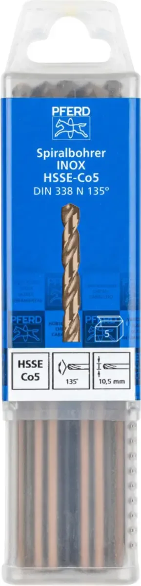TOOLS 25203580 SPB DIN 338 HSSE N 10,5 INOX Spiralbohrer 10.5 mm Gesamtlänge 133 mm 5 St. de PFERD – image du produit 2 sur 2