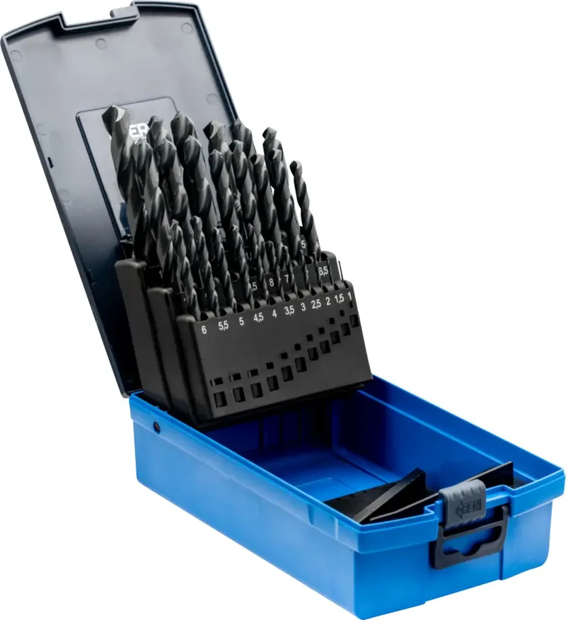 TOOLS 25203702 SET SPB DIN 338 HSSG N 1-13 STEEL 25 Stahl Metall-Spiralbohrer-Set 25teilig 1 mm, 1.5 mm, 2 mm, 2.5 mm, 3 mm, 3.5 mm, 4 mm, 4.5 mm, 5 mm de PFERD – image du produit