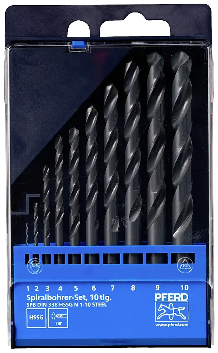 TOOLS 25298001 SET DIN 338 HSSG N 1-10 STEEL 10TLG Metall-Spiralbohrer-Set 10teilig 1 mm, 2 mm, 3 mm, 4 mm, 5 mm, 6 mm, 7 mm, 8 mm, 9 mm, 10 mm 1 Set de PFERD – image du produit 3 sur 3