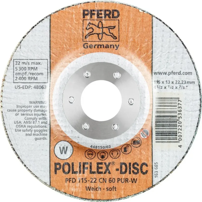 TOOLS 41130006 Schleifscheibe Durchmesser 115 mm Körnung (num)=60 5 St. de PFERD – image du produit 2 sur 2