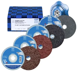 TOOLS 42098003 COMBICLICK-Vliesronden-Set Ø125mm VRH A100C, 180M, 240F und PNER W F mit CC-H-GT-Stützteller für Finish Durchmesser 125 mm de PFERD – image du produit 1 sur 3