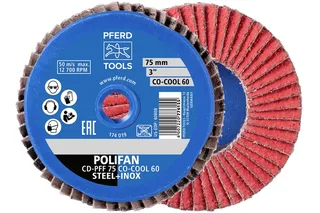 TOOLS 42719109 Schleifscheiben-Set Durchmesser 75 mm Körnung (num)=80 10 St. fra PFERD – produktbillede 1 af 2