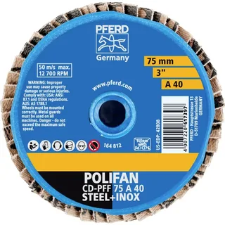 TOOLS 42719204 CD PFF 75 A 40 Fächerschleifscheibe Durchmesser 75 mm Körnung (num) 40 Bronze, Titan, Titanlegierung, Kupfer, Messing, Edelstahl von PFERD – Produktbild 2 von 2