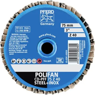 TOOLS 42719704 CD PFF 75 Z 40 Fächerschleifscheibe Durchmesser 75 mm Körnung (num) 40 Kobaltbasislegierung, Bronze, Titan, Kupfer, Messing, Edelstahl von PFERD – Produktbild 2 von 2