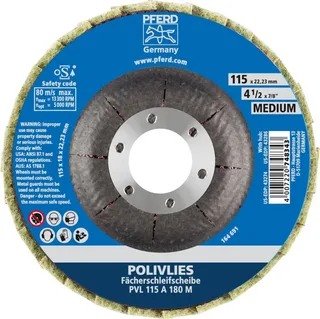 TOOLS 44694102 PVL 115 A 180 M Fächerschleifscheibe Durchmesser 115 mm Bohrungs-Ø 22.23 mm Körnung (num) 180 5 St. de PFERD – image du produit 3 sur 3