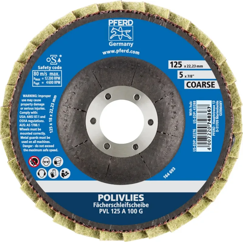 TOOLS 44694111 Pvl Fächerschleifscheibe Durchmesser 125 mm Bohrungs-Ø 22.23 mm Körnung (num) 100 5 St. de PFERD – image du produit 3 sur 3