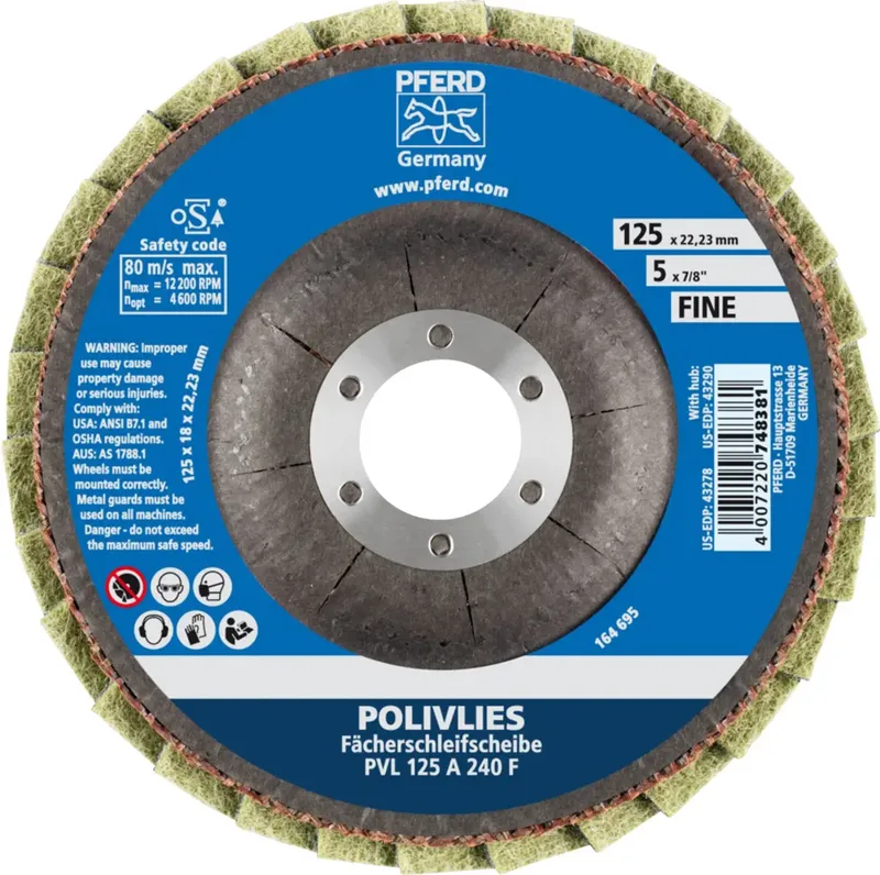 TOOLS 44694113 Pvl Fächerschleifscheibe Durchmesser 125 mm Bohrungs-Ø 22.23 mm Körnung (num) 240 5 St. de PFERD – image du produit 3 sur 3