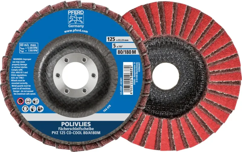 TOOLS 44695111 Pvz Fächerschleifscheibe Durchmesser 125 mm Bohrungs-Ø 22.23 mm Körnung (num) 100 5 St. de PFERD – image du produit 1 sur 2