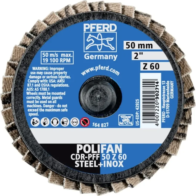 TOOLS 47202126 CDR PFF 50 Z 60 Fächerschleifscheibe Durchmesser 50 mm Körnung (num) 60 Kobaltbasislegierung, Bronze, Titan, Kupfer, Messing, Edelstahl de PFERD – image du produit 2 sur 2