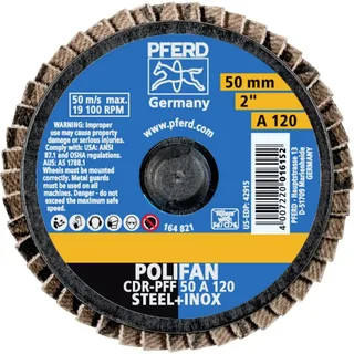 TOOLS 47202529 CDR PFF 50 A 120 Fächerschleifscheibe Durchmesser 50 mm Körnung (num) 120 Bronze, Titan, Titanlegierung, Kupfer, Messing, Edelstahl de PFERD – image du produit 2 sur 2
