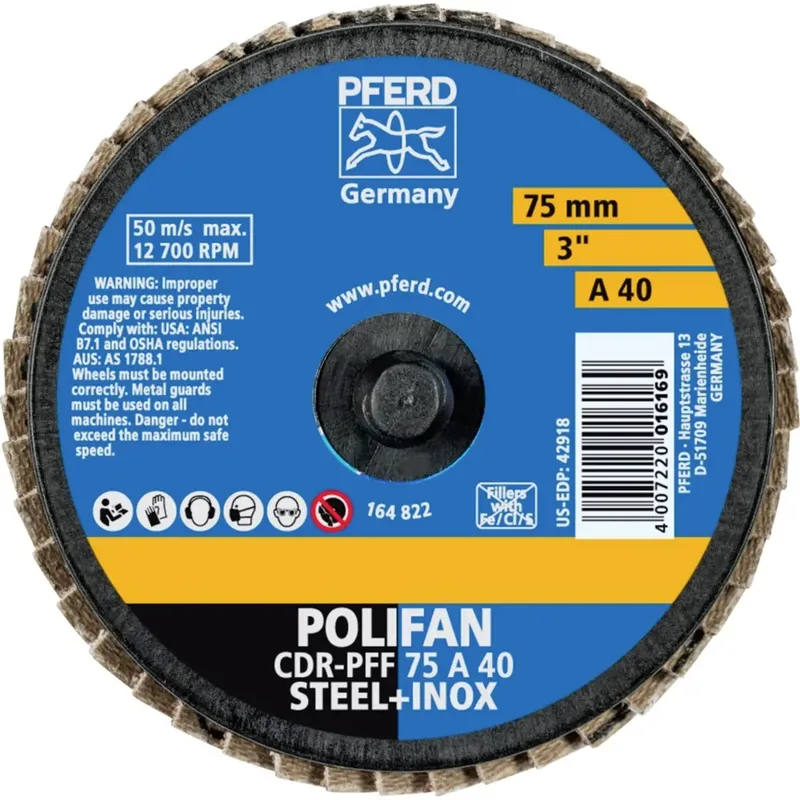 TOOLS 47202530 CDR PFF 75 A 40 Fächerschleifscheibe Durchmesser 75 mm Körnung (num) 40 Bronze, Titan, Titanlegierung, Kupfer, Messing, Edelstahl von PFERD – Produktbild 2 von 2