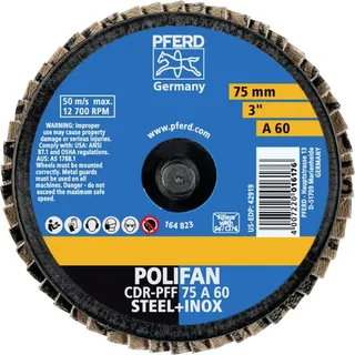 TOOLS 47202531 CDR PFF 75 A 60 Fächerschleifscheibe Durchmesser 75 mm Körnung (num) 60 Bronze, Titan, Titanlegierung, Kupfer, Messing, Edelstahl fra PFERD – produktbillede 2 af 2