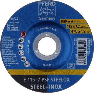TOOLS 62011640 E 115-7 PSF STEELOX Schruppscheibe gekröpft Durchmesser 115 mm Bohrungs-Ø 22.23 mm Edelstahl, Stahl 10 St. by PFERD – product image 1 of 2
