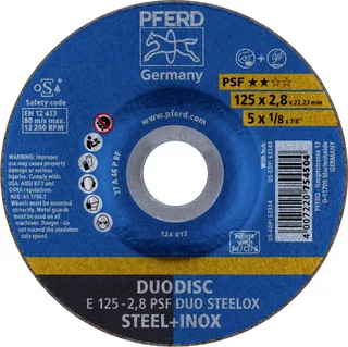 TOOLS 62012620 E 125-2,8 PSF DUO STEELOX Schruppscheibe gekröpft Durchmesser 125 mm Bohrungs-Ø 22.23 mm Edelstahl, Stahl, Zunder 10 St. by PFERD – product image 1 of 2
