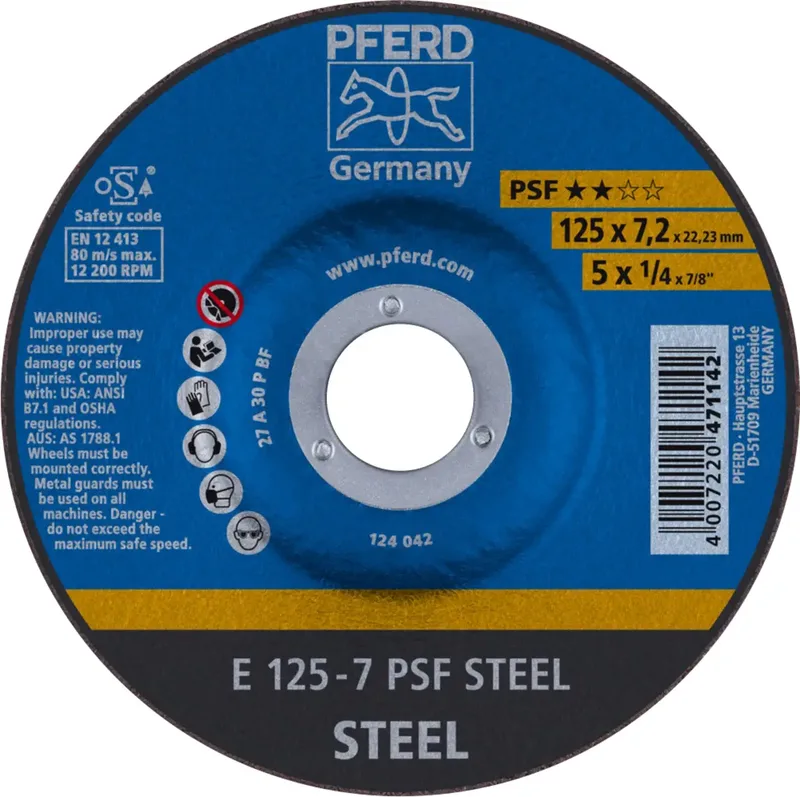 TOOLS 62012634 Psf Steel Schruppscheibe gekröpft Durchmesser 125 mm Bohrungs-Ø 22.23 mm 10 St. van PFERD – productafbeelding