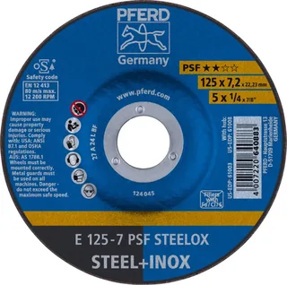 TOOLS 62012640 Psf Steelox Schruppscheibe gekröpft Durchmesser 125 mm Bohrungs-Ø 22.23 mm 10 St. de PFERD – image du produit 1 sur 2