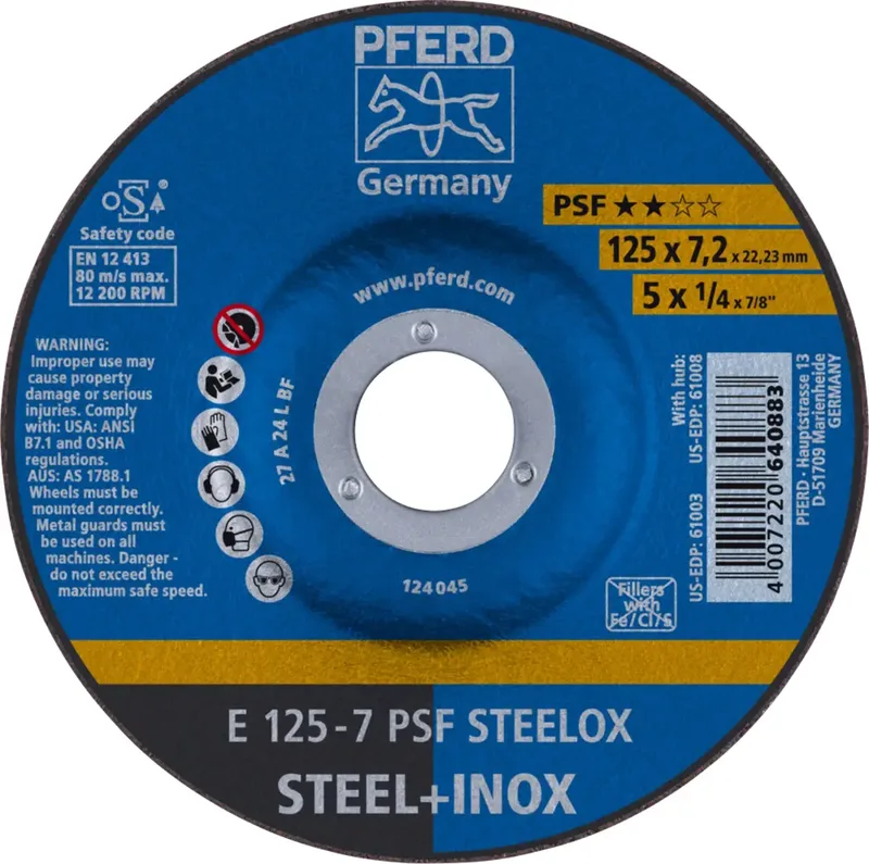 TOOLS 62012640 Psf Steelox Schruppscheibe gekröpft Durchmesser 125 mm Bohrungs-Ø 22.23 mm 10 St. de PFERD – image du produit 1 sur 2