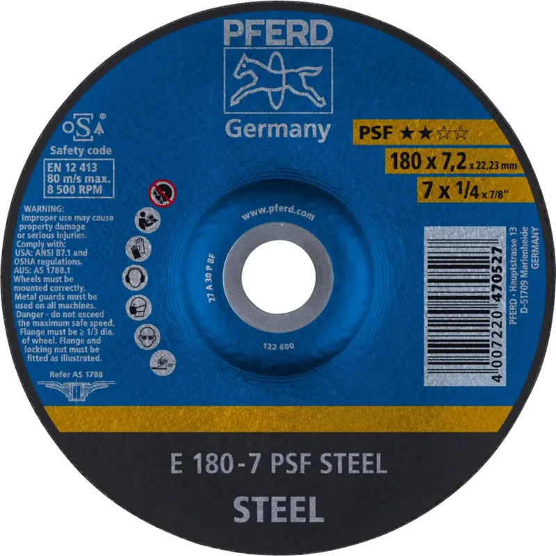 TOOLS 62017634 Psf Steel Schruppscheibe gekröpft Durchmesser 180 mm Bohrungs-Ø 22.23 mm 10 St. by PFERD – product image 1 of 2