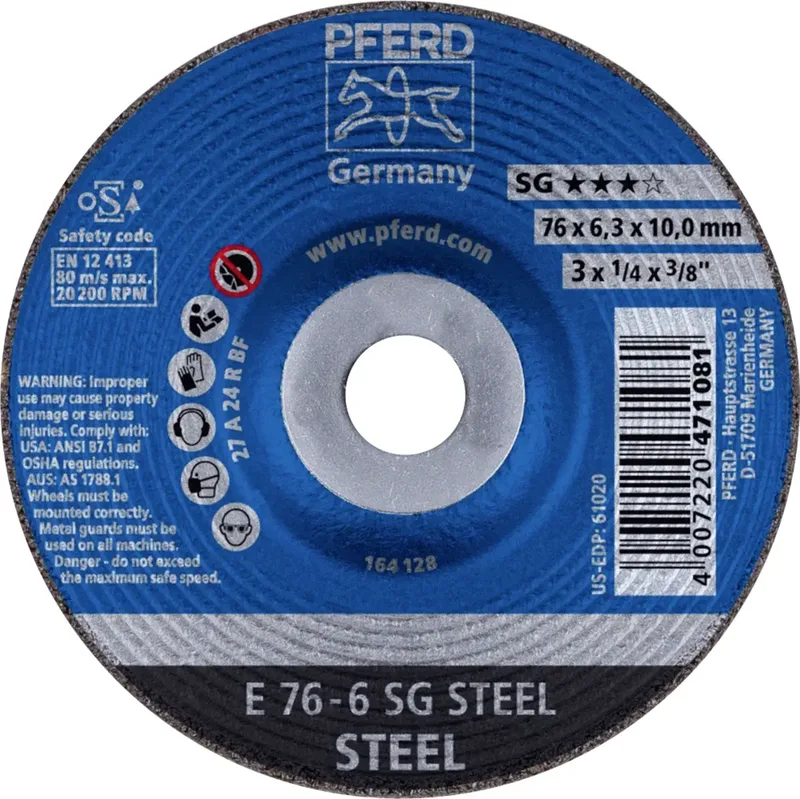 TOOLS 62208626 E 76-6 SG STEEL/10,0 Schruppscheibe gekröpft Durchmesser 76 mm Bohrungs-Ø 10 mm Stahl 10 St. by PFERD – product image