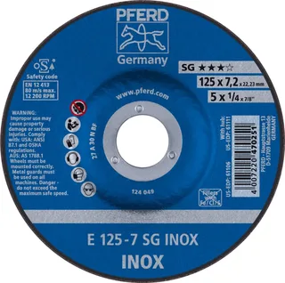 TOOLS 62212623 Sg Inox Schruppscheibe gekröpft Durchmesser 125 mm Bohrungs-Ø 22.23 mm 10 St. by PFERD – product image 1 of 2