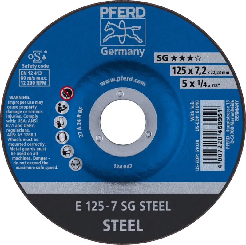 TOOLS 62212626 Sg Steel Schruppscheibe gekröpft Durchmesser 125 mm Bohrungs-Ø 22.23 mm 10 St. by PFERD – product image 1 of 2