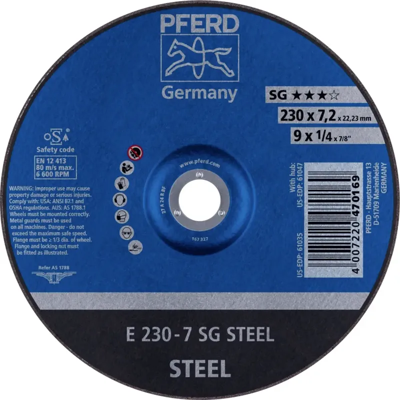 TOOLS 62223626 E 230-7 SG STEEL Schruppscheibe gekröpft Durchmesser 230 mm Bohrungs-Ø 22.23 mm Stahl 10 St. by PFERD – product image