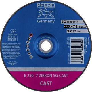 TOOLS 62223738 E 230-7 ZIRKON SG CAST Schruppscheibe gekröpft Durchmesser 230 mm Bohrungs-Ø 22.23 mm Grau-/Sphäroguss, Gusshaut 10 St. by PFERD – product image 1 of 2